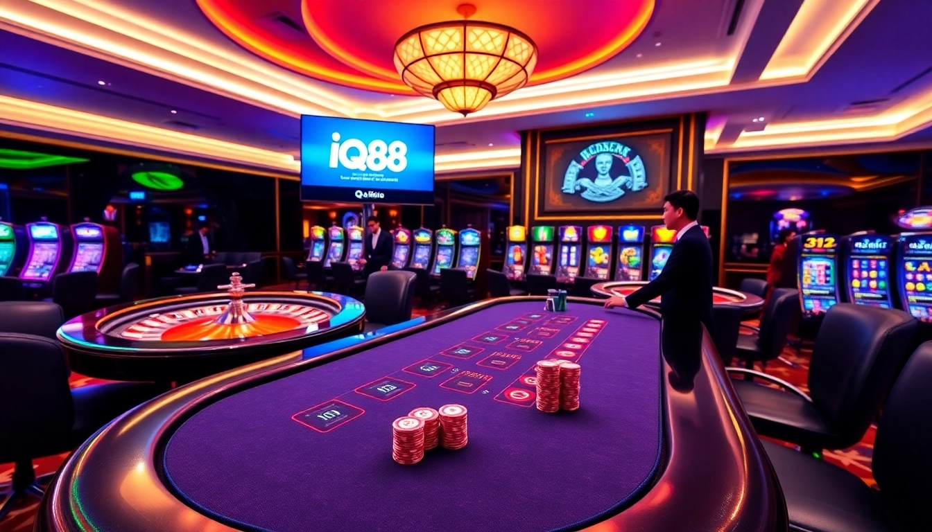 Experience thrilling gaming at iq88 with a vibrant casino atmosphere, complete with poker and roulette.