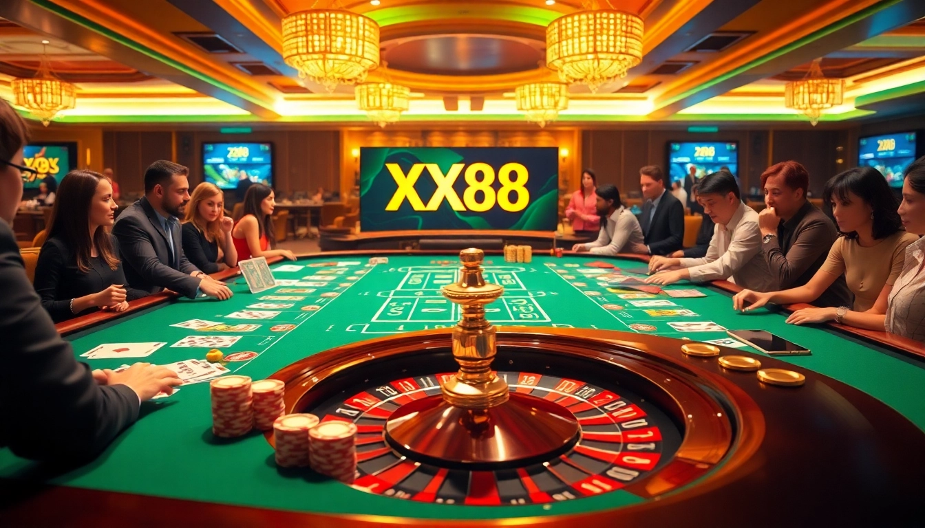 Players engaged at the XX88 casino table, experiencing thrilling gameplay and excitement.