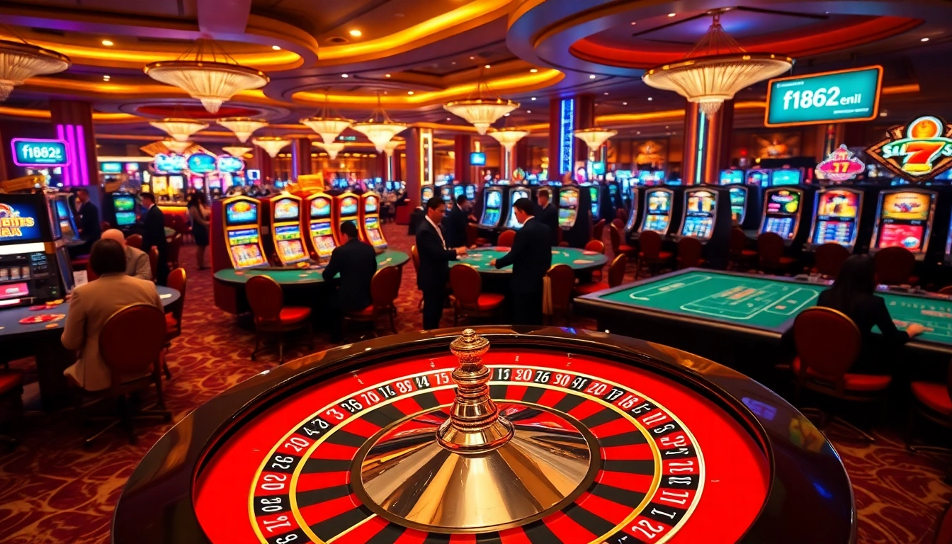 Place your bets at the luxurious casino featuring poker tables and slots at https://f1682.email/.