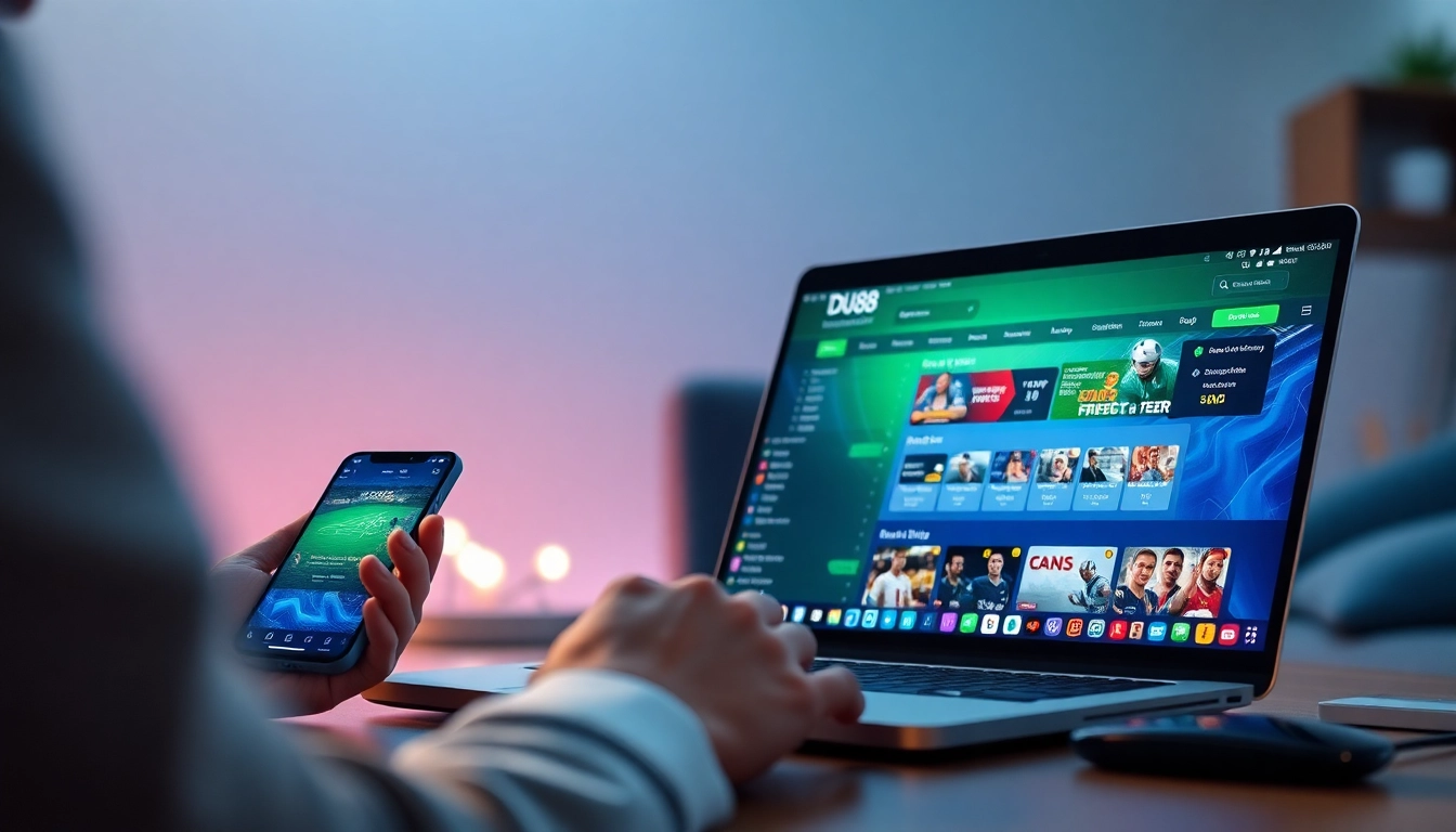 Explore betting options at https://du88.cx/ with engaging digital interface highlighting sports and games.