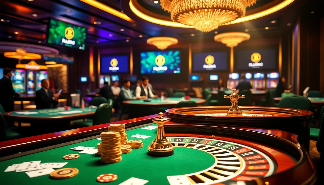 Casino players enjoying dynamic games at crypto online casinos with vibrant tables and exciting themes.