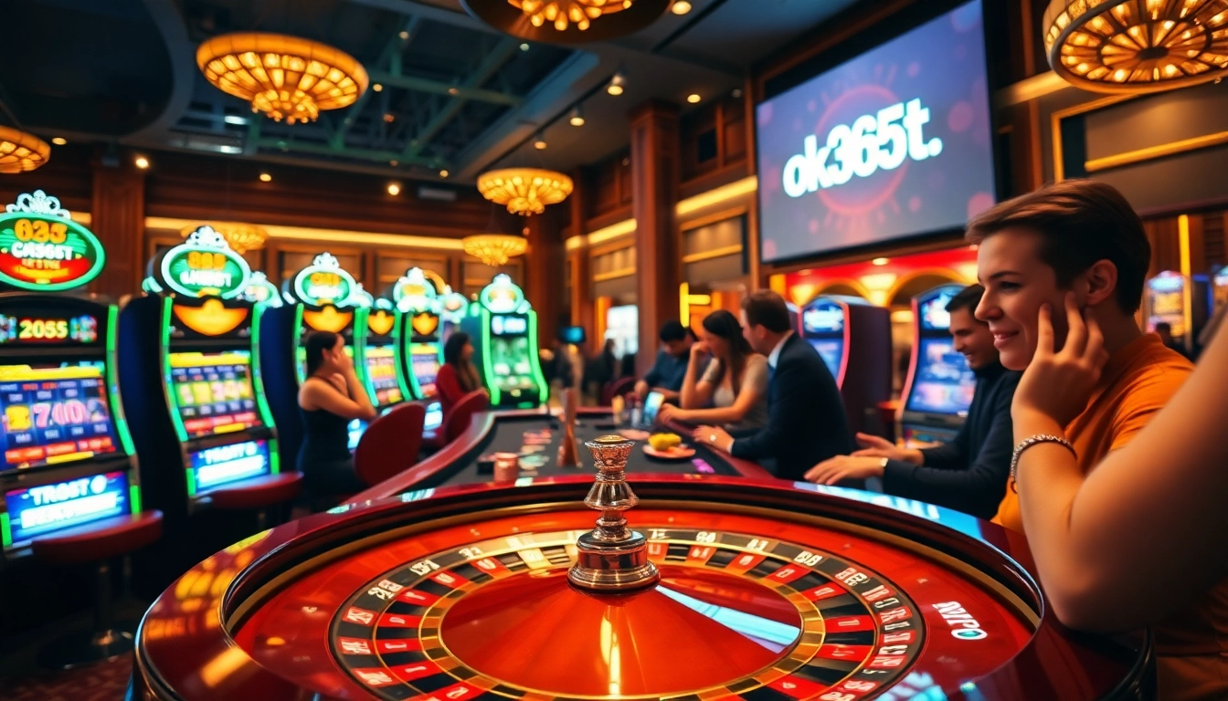 Experience thrilling moments at ok365t.fit with players enjoying a vibrant casino atmosphere.