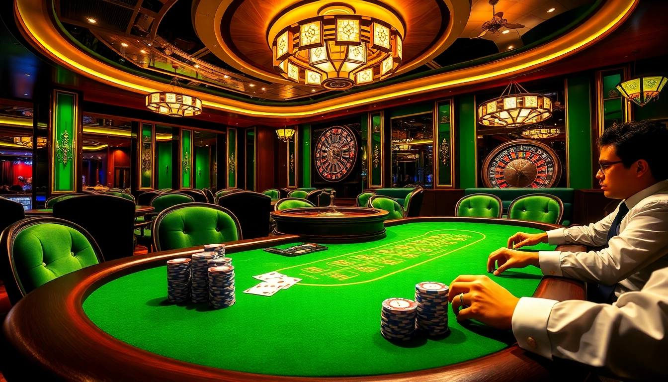 Exciting poker action at a luxury casino, featuring dynamic gameplay and chips from https://2haywin.art/.