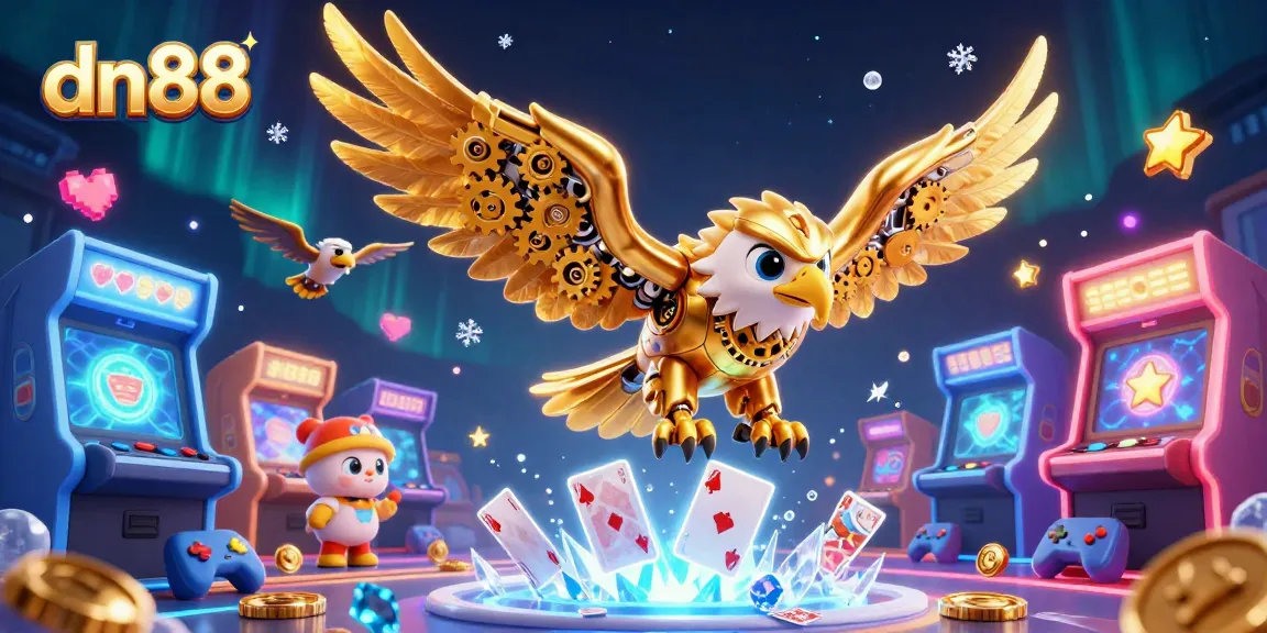 Experience thrilling gaming at dn88 with a vibrant 3D illustration of casino excitement and gaming elements.