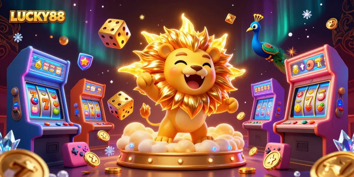 Experience LUCKY88 with vibrant 3D characters in a dynamic casino-themed illustration.